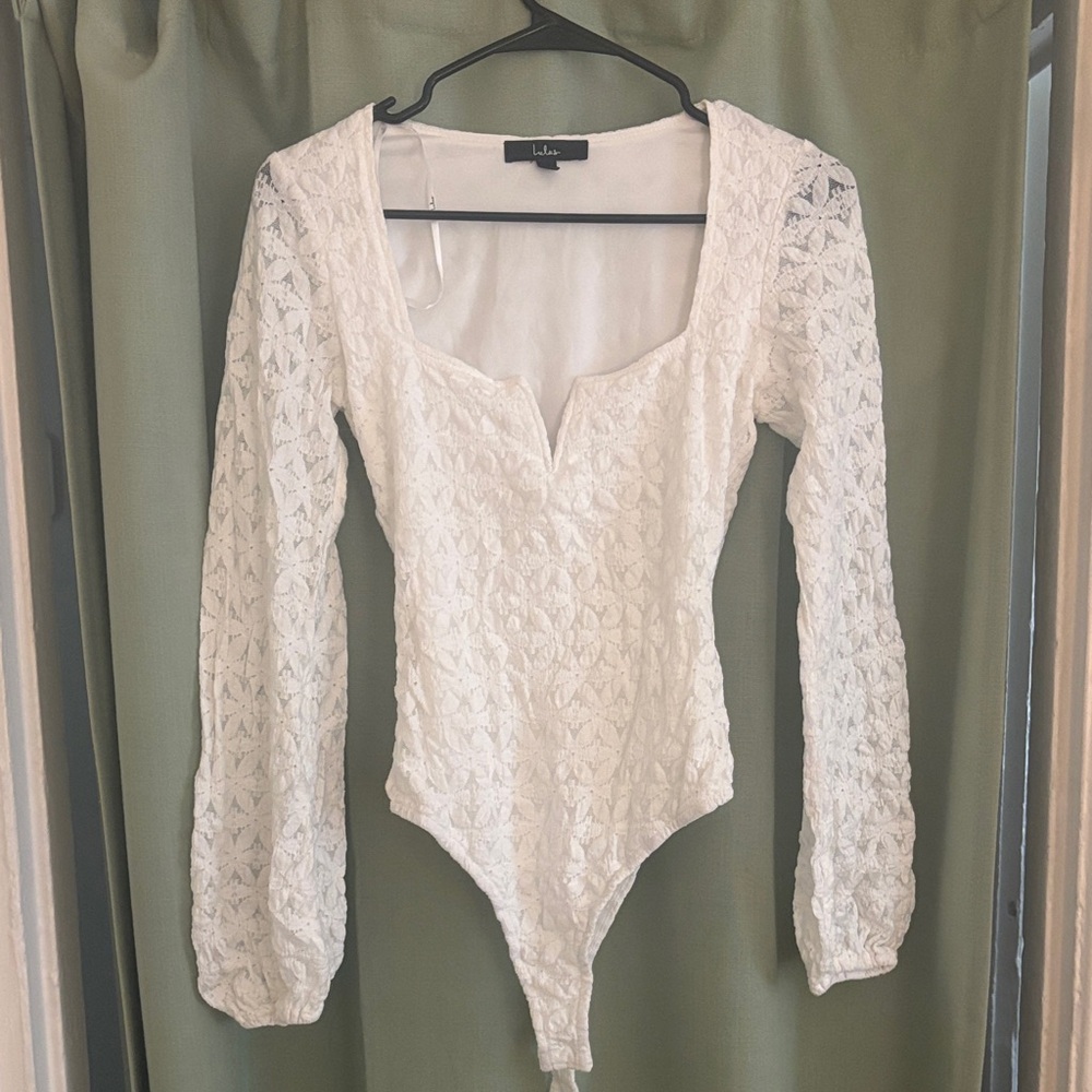 Lulu's Ivory Lace Long Sleeve Bodysuit
